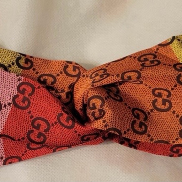 Gucci Red and Yellow Patterned Headband - Picture 4 of 6